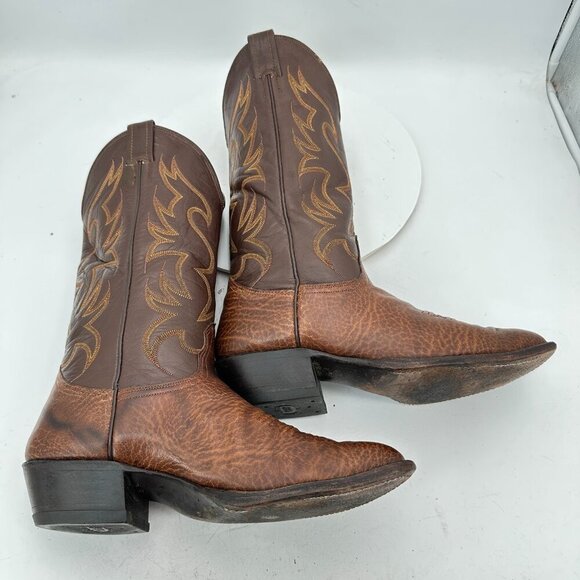 Nocona Men Size 9D Brown Leather Pull On Cowboy Western Boot - Picture 6 of 14